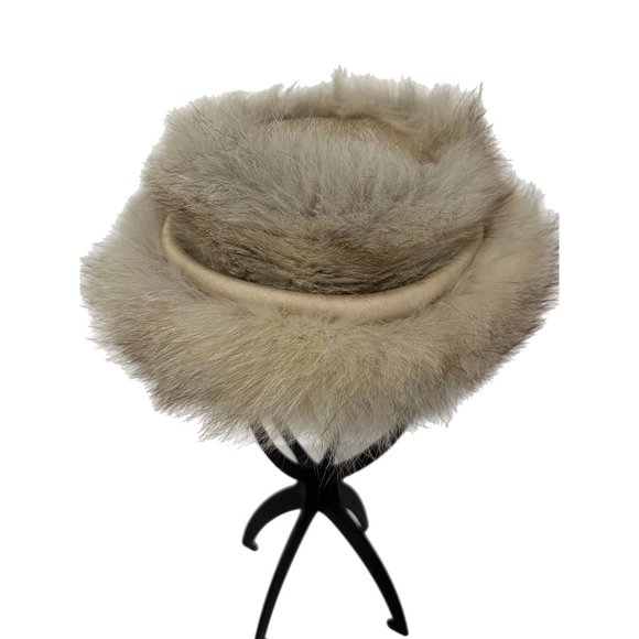 Hiki By New Wadley Womens One Size Round Pillbox Style Hat Unknown Fur Vintage